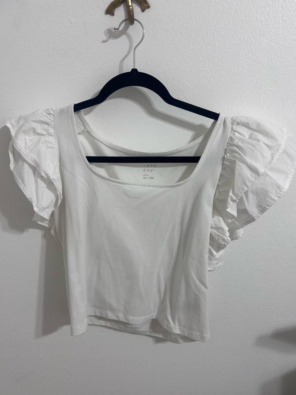 a new day White Scoop Neck Top with Ruffled Short Sleeves